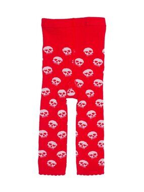 Red Skull Kid's Stretchy Leggings - Cute Alt Goth Punk Baby Toddler Apparel NWT